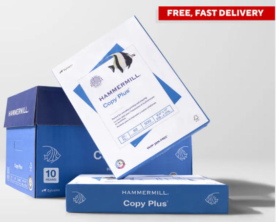 Staples Hammermill Copy Plus 8.5 x 11 Copy Paper 20 lbs., 92 Brightness, 5000 Sheets/Carton