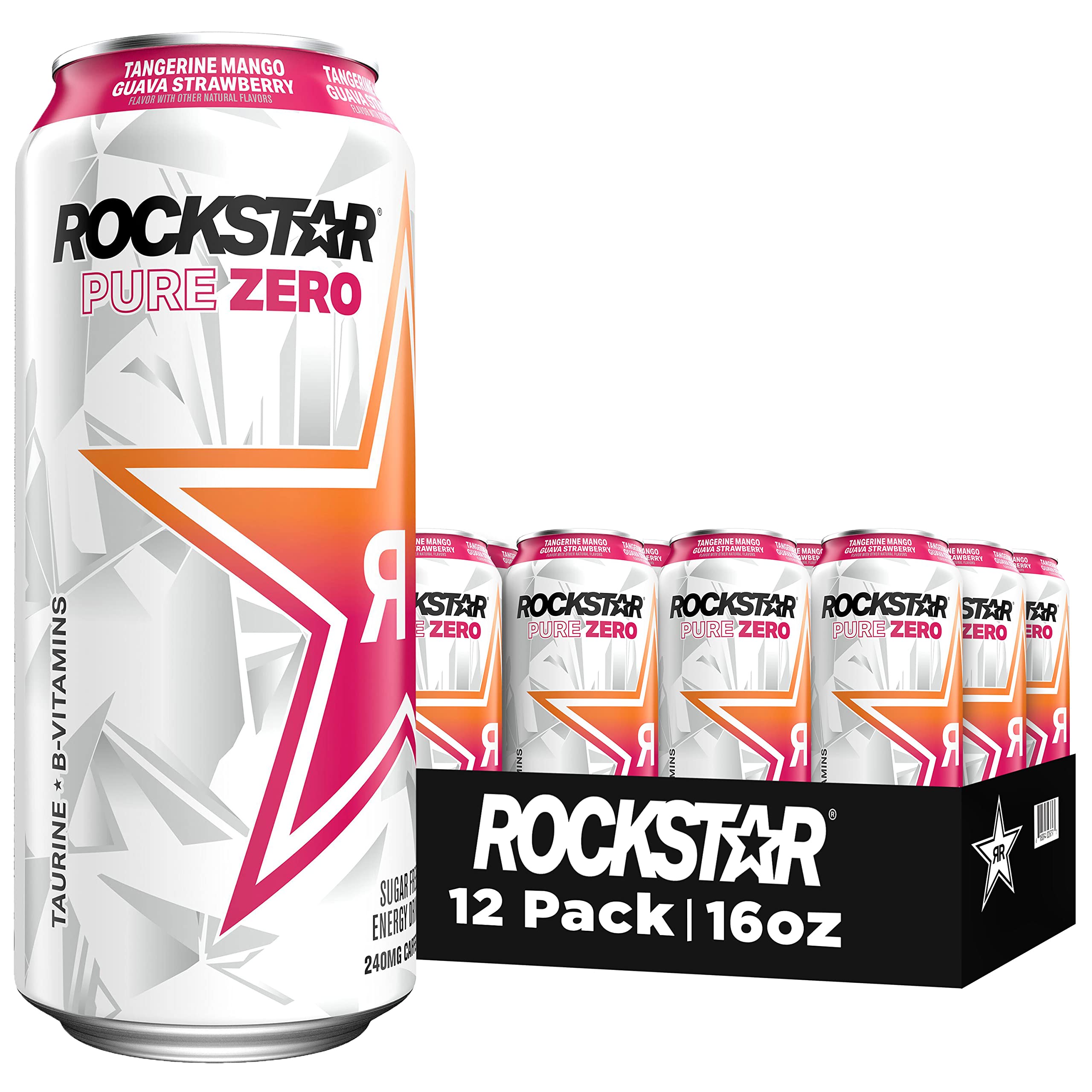 12-Pack 16-Oz Rockstar Pure Zero Energy Drink w/ Caffeine Taurine Silver Ice or Grape $14.25 w/ S S Free Shipping w/ Prime or on $35 