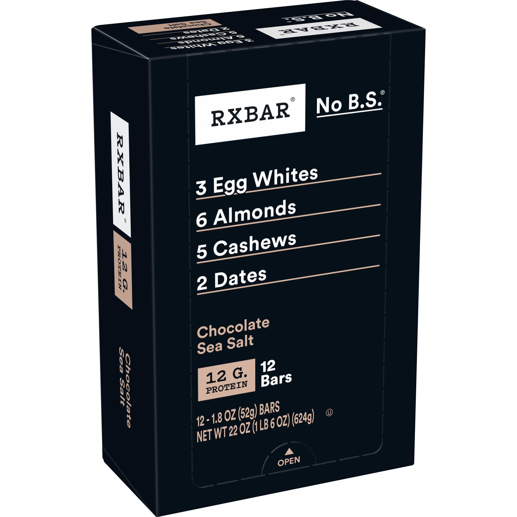 12-Pack 1.83-Oz. RXBAR Protein Bars Chocolate Sea Salt $15.45 $1.29 each Free Shipping w/ Prime or on $35