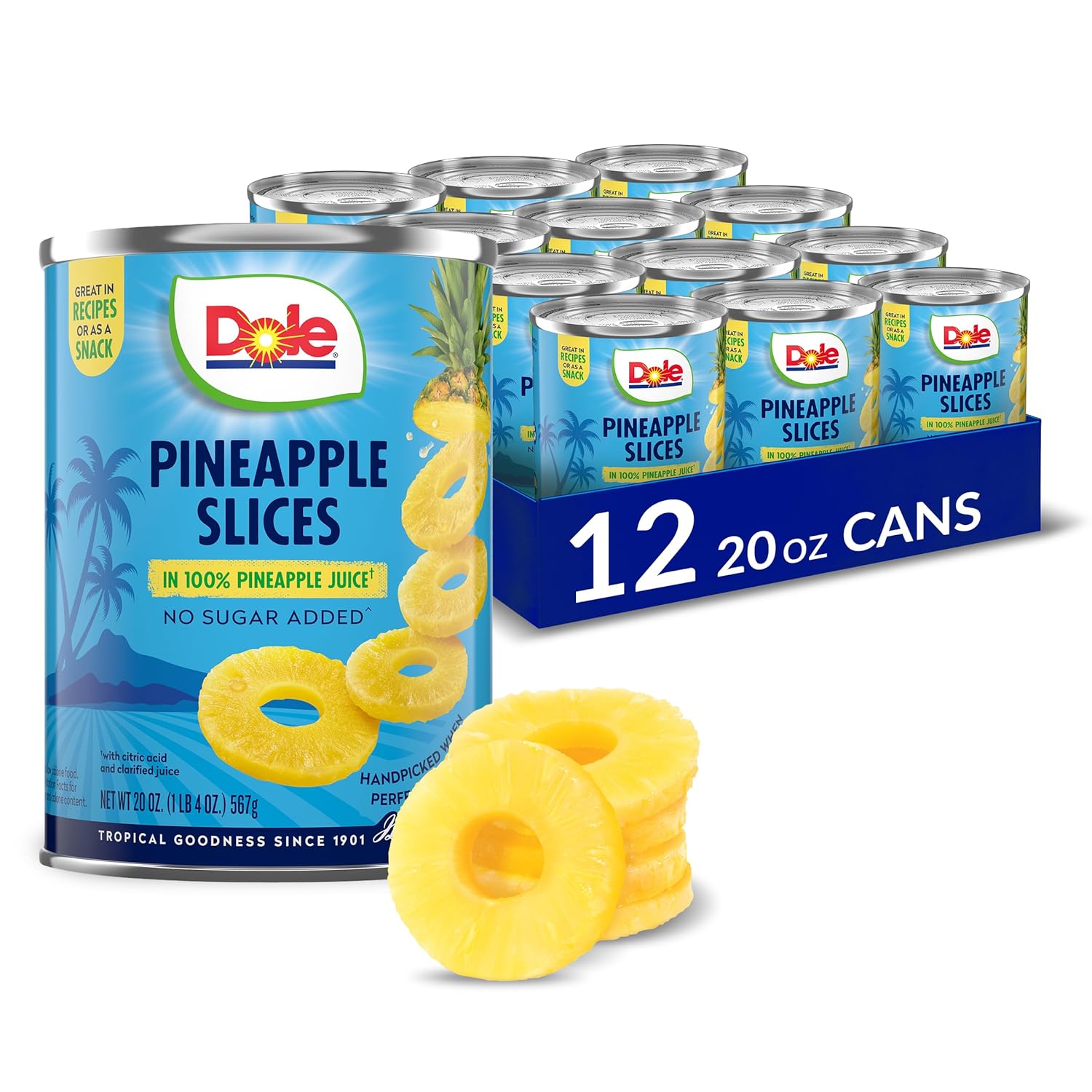 12-Pack 20-Oz Dole Canned Pineapple Slices in 100 Pineapple Juice $15.05 $1.25 Ea w/ S S Free Shipping w/ Prime or on or