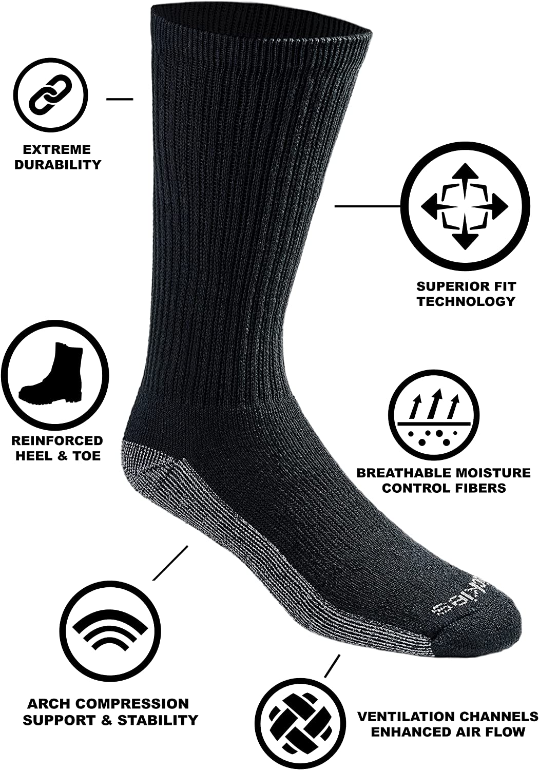 12-Pack Dickies Mens Dri-tech Moisture Control Crew Socks Charcoal, Large $16.90 Free Shipping w/ Prime or on $25 