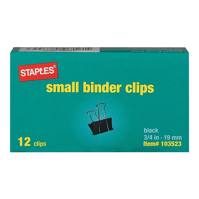 12-Pack Staples Small Binder Clips Black $0.95 Free Shipping