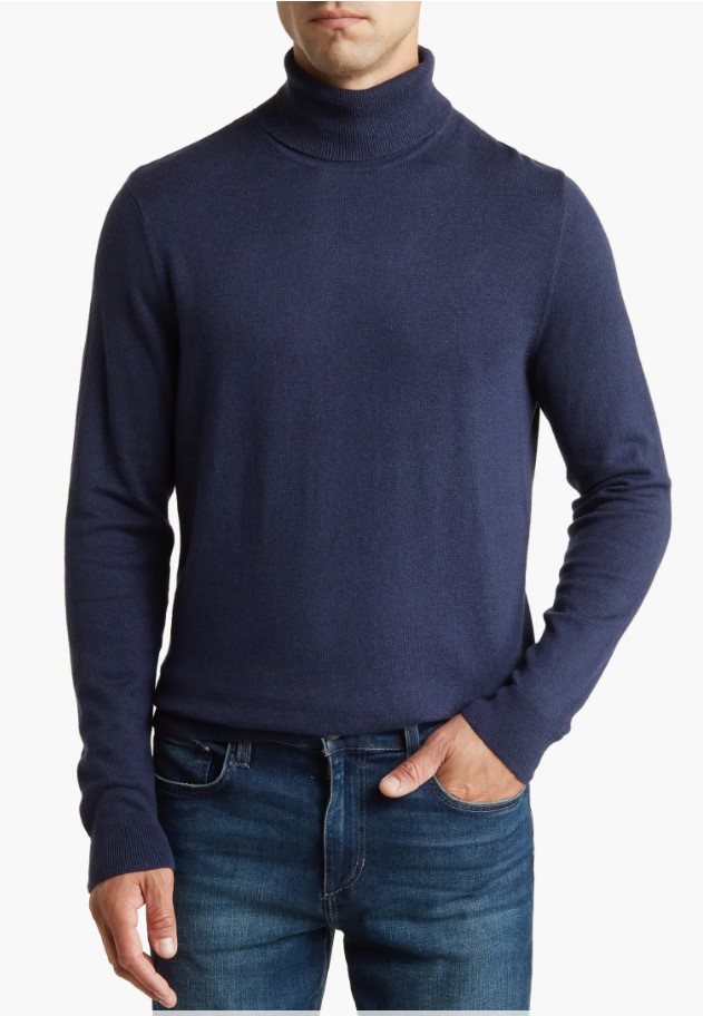 14th Union Mens Cotton Cashmere Blend Turtleneck Sweater M only $14.11