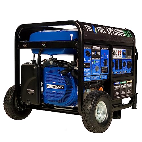 $1550 DuroMax XP13000HXT 13,000-Watt 500cc Tri Fuel Gas Propane Natural Gas Portable Generator with CO Alert