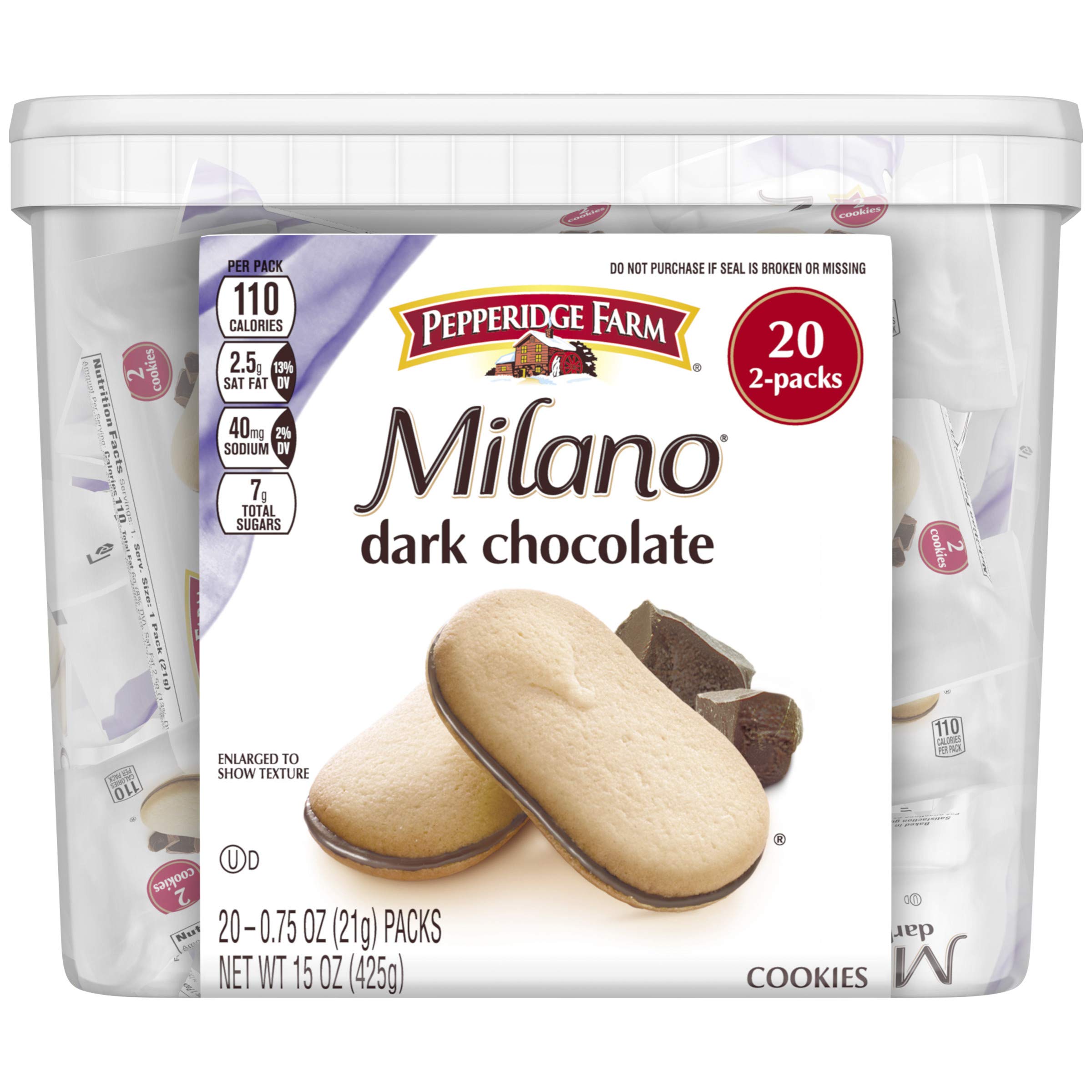 20-Count Pepperidge Farm Milano Cookie Tub Dark Chocolate $8 Free Shipping w/ Prime or on orders over $35