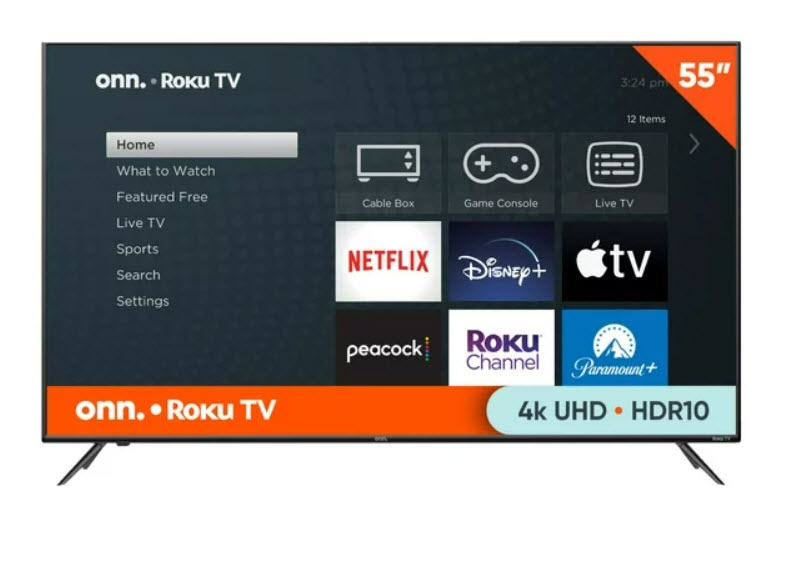 $218 onn. 55 Class 4K UHD 2160P LED Roku Smart Television HDR Free Shipping