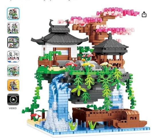 2500PCS Micro Mini Blocks Peach Blossom Pond Bonsai Tree Building Kit $14.99