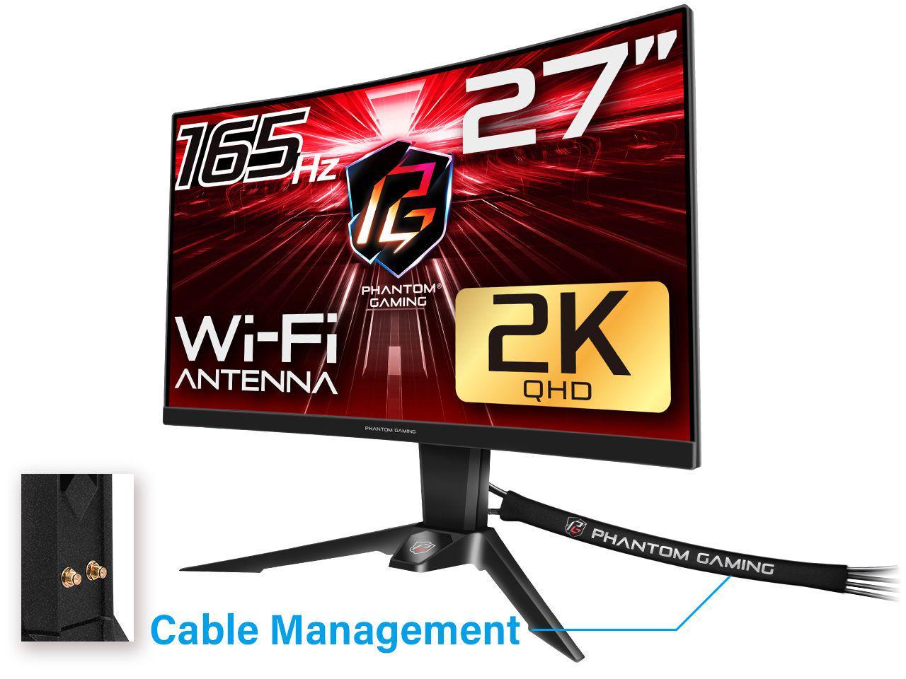 ASRock Phantom PG27Q15R2A 27,2K, Wi-Fi Antenna FreeSync Premium, Built-in Speakers Curved Gaming Monitor $170