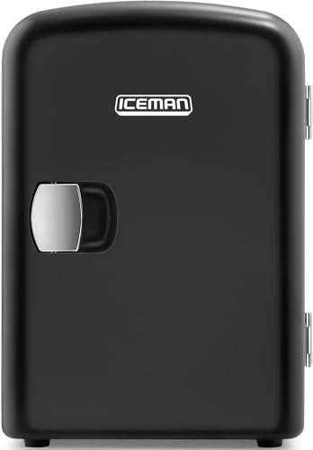 Chefman - Iceman Mini Portable Black Personal Fridge Cools Or Heats and Provides Compact Storage $29.99