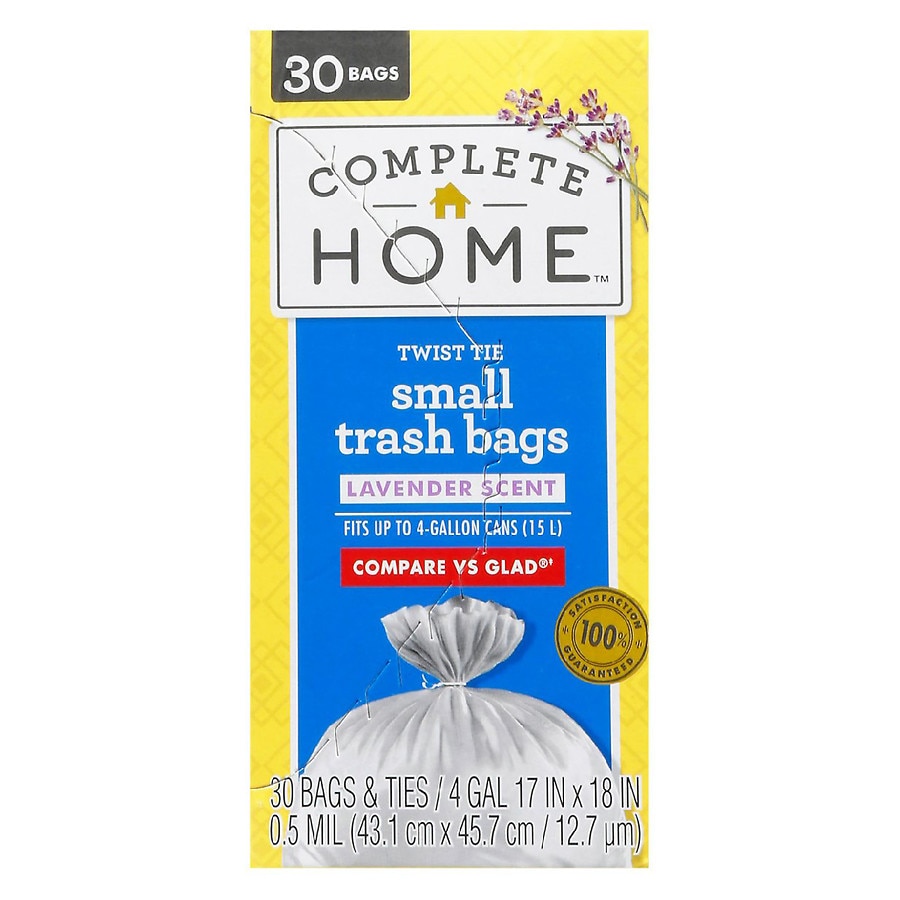 30-Count 4-Gallon Walgreens Complete Home Lavender Trash Bags 3 for $4.50 B1G2FREE More Free Store Pickup on $10