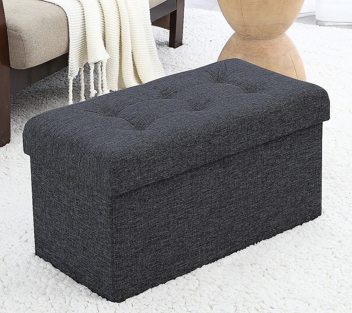 30 Ornavo Home Foldable Tufted Linen Storage Ottoman Bench 5 Colors $25 Free Shipping