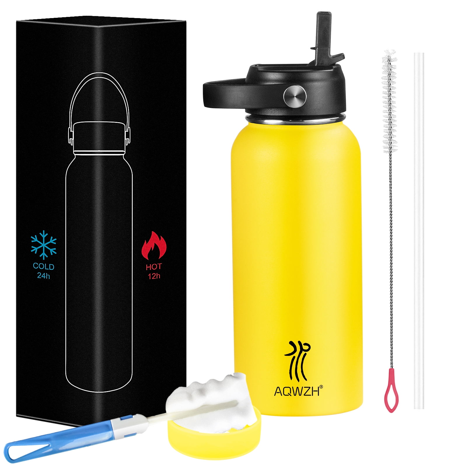 32-Oz AQwzh Stainless Steel Wide Mouth Water Bottle Yellow $4.64 More Free Shipping w/ Walmart or $35