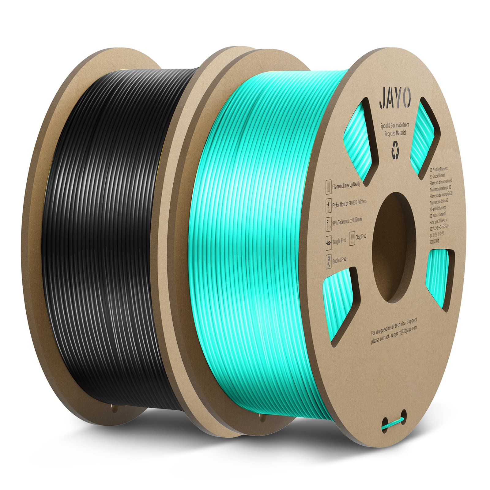 3D Printer Silk Filament Bundle, JAYO 1.1KG Silk PLA Filament 1.75mm, Black Green