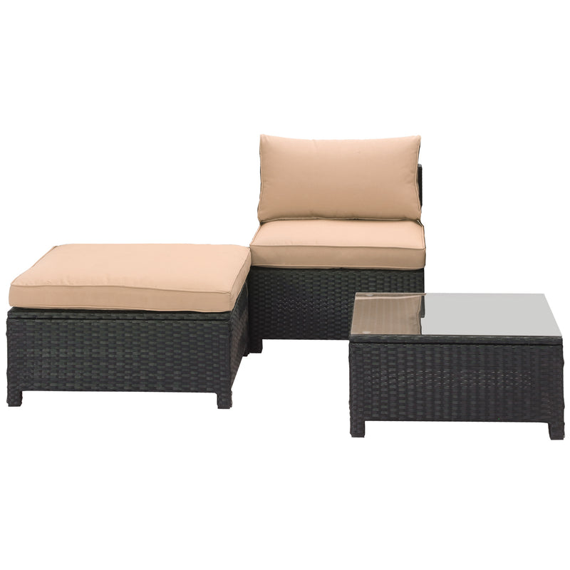 3-Piece Wicker Patio Set w/ Seat, Footrest, Table Cushions Various Cushion Colors $80 Free Shipping