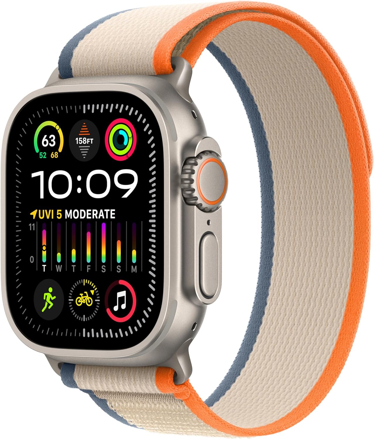 Apple Watch Ultra 2 GPS Cellular - 49mm Titanium Case with M/L Orange/Beige Trail Loop - 64 GB $552