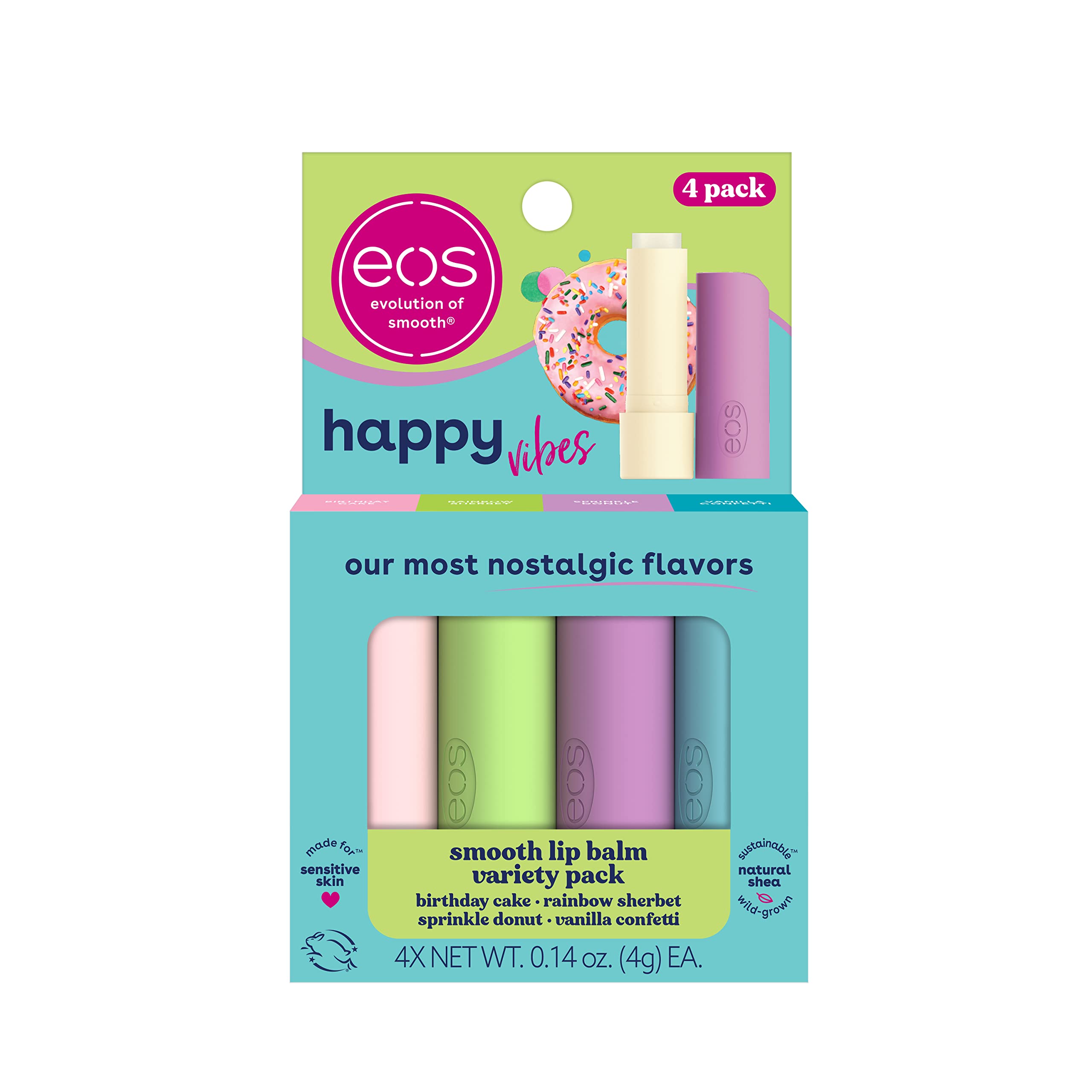 4-Count 0.14-Oz eos Lip Balm Happy Vibes Variety Pack $5.23 w/ S S Free Shipping w/ Prime or on orders over $35