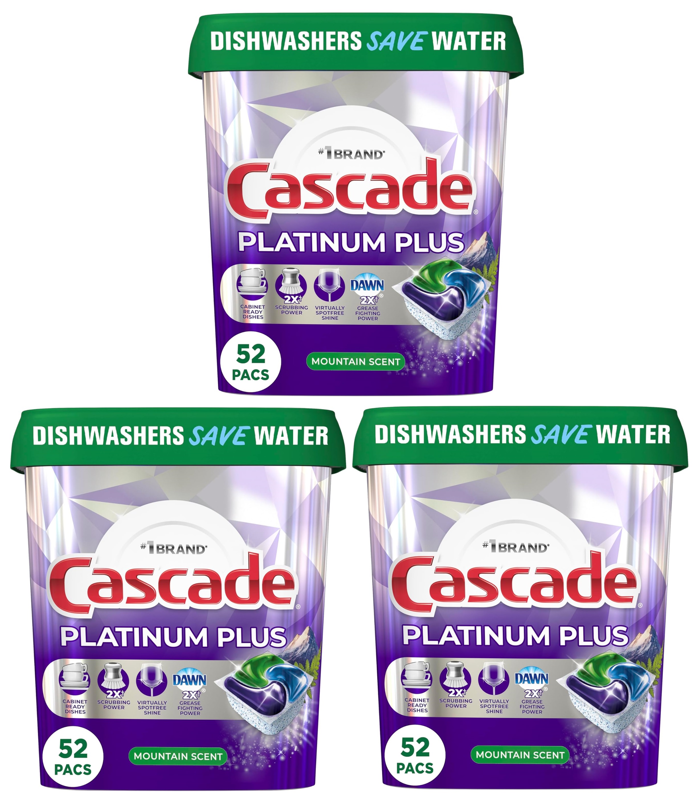 52-Count Cascade Platinum Plus ActionPacs Dishwasher Pods Mountain Scent $10 Amazon Credit 3 for $41.85 More after $15 R