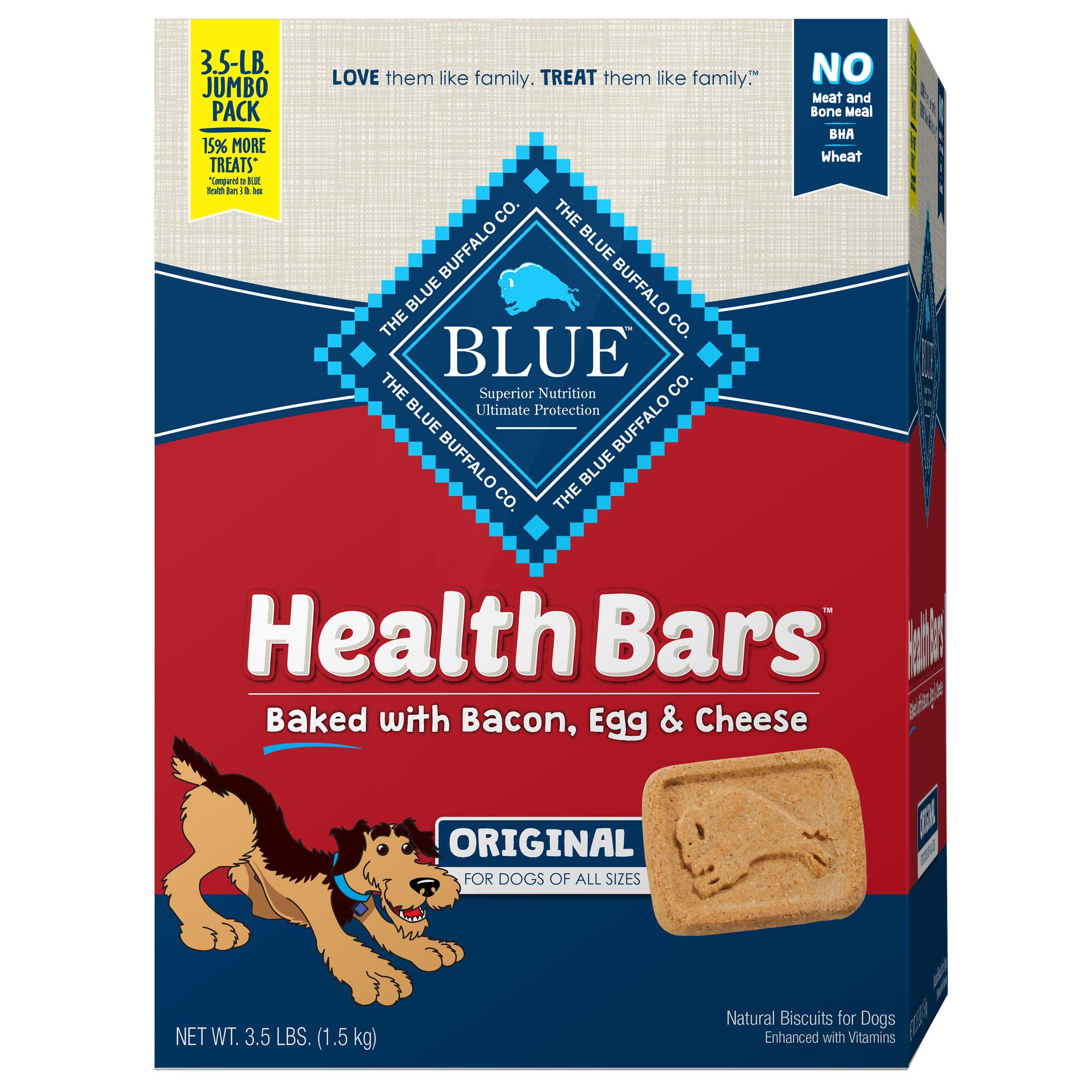 56-Oz Blue Buffalo - Bacon, Egg Cheese Health Bars Natural Crunchy Dog Treat Biscuits $11.46 w/ S S Free Shipping w/ Pri