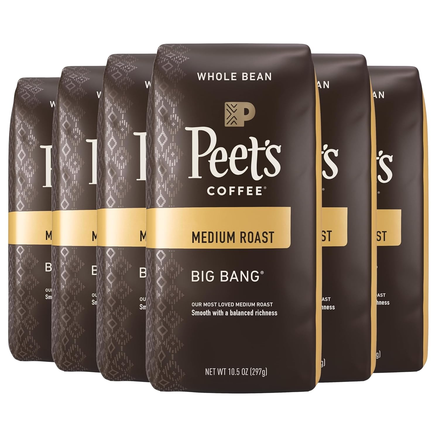 6-Pack 10.5-Oz Peets Coffee Medium Roast Whole Bean Coffee Big Bang $27 $4.49 each w/ S S Free Shipping