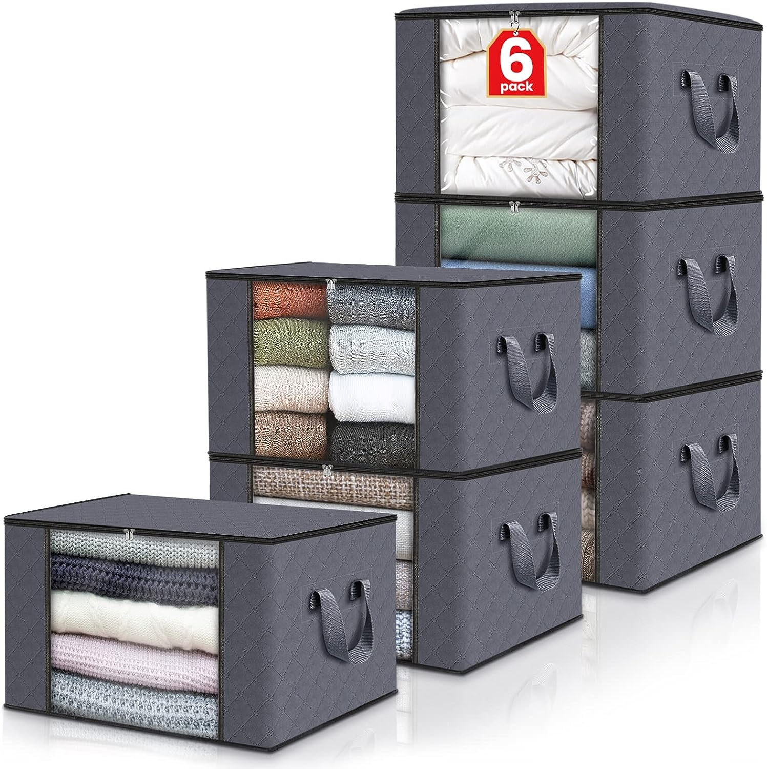 6-Pack Fab Totes 60L Foldable Clothes/Blanket Storage Bags $13