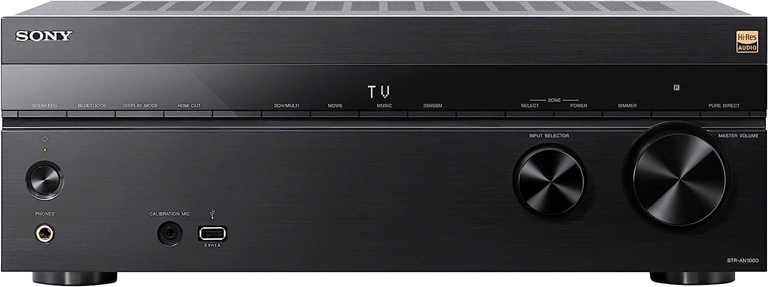 7.2-Channel Sony STR-AN1000 Bluetooth 8K HDR HDMI 2.1 Home Theater A/V Receiver w/ Atmos, DTS X, Multiple Smart Home Int