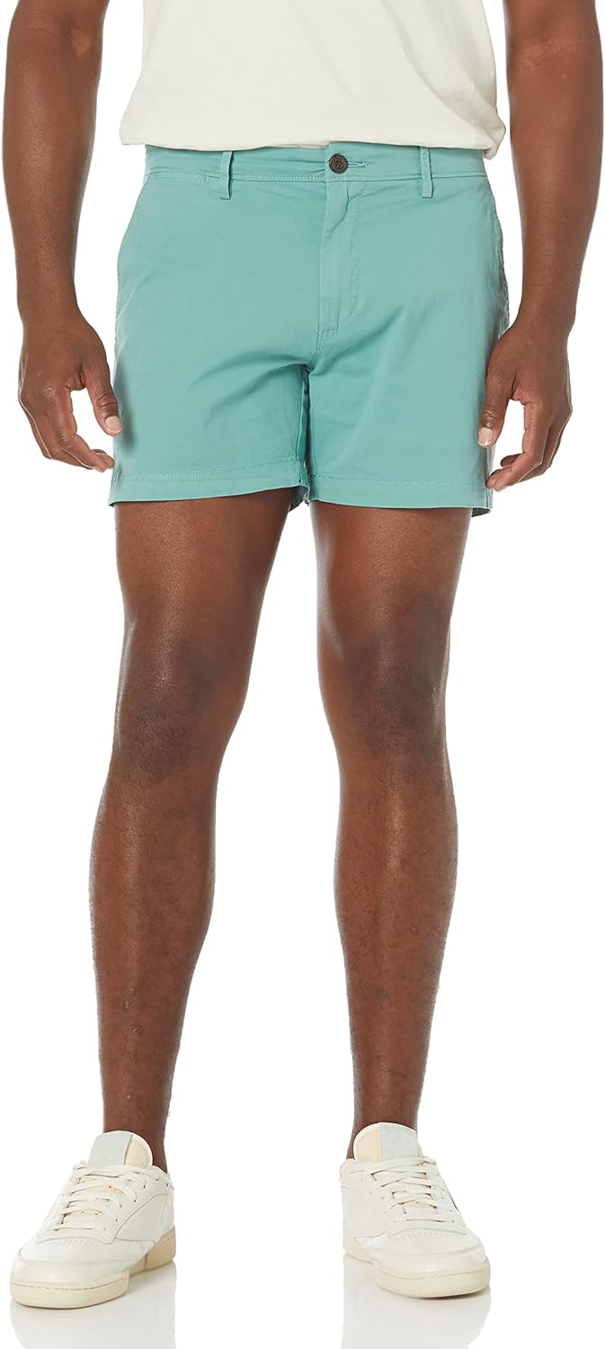 $7.50 Amazon Essentials Mens Slim-Fit 5 Flat-Front Comfort Stretch Chino Short