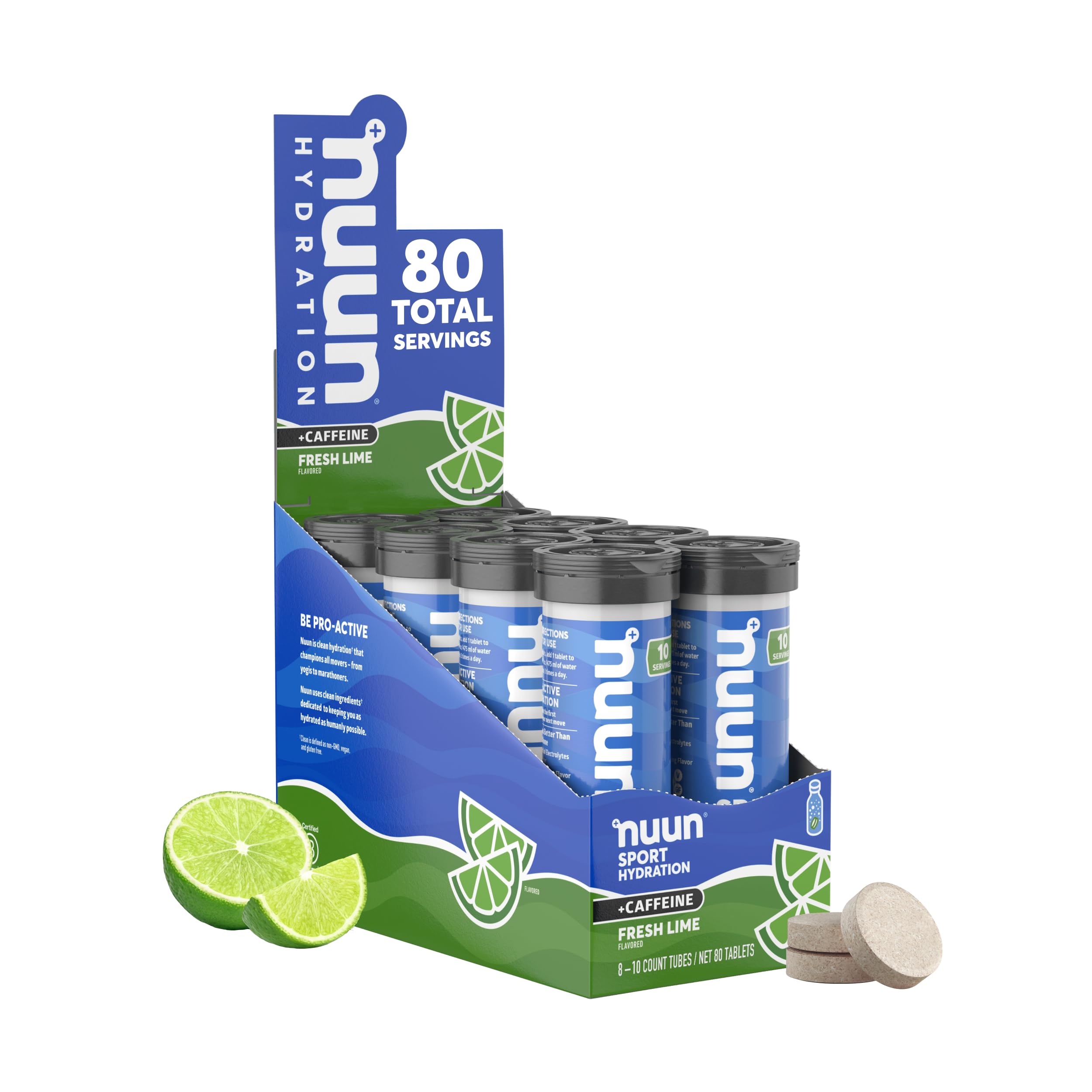 Nuun Sport Caffeine Electrolyte Tablets for Proactive Hydration, Fresh Lime, 8 Pack 80 Servings $20.82