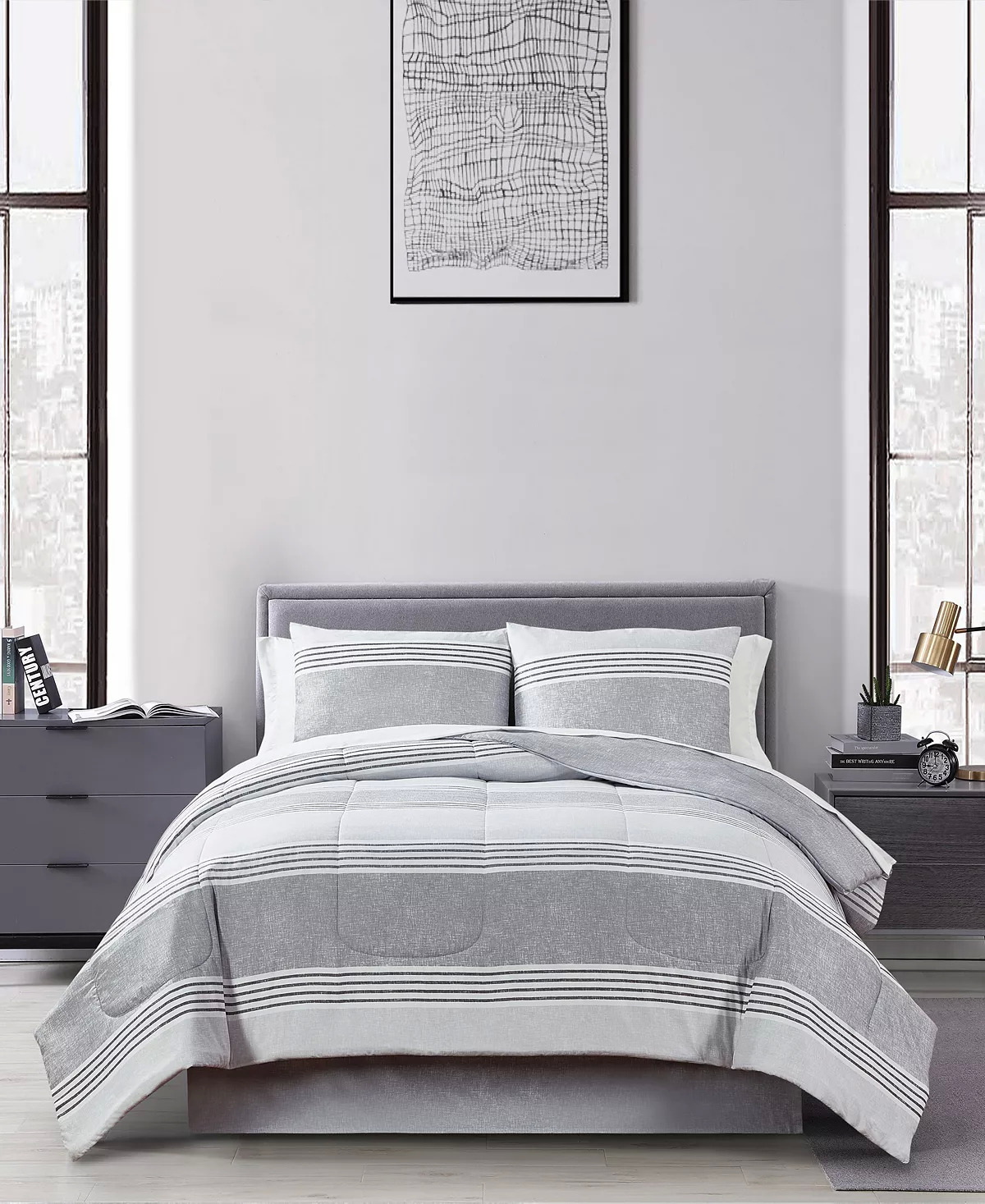 8-Piece Comforter Sets Various Sizes Keeco Douglas Stripe Set $29.99, Fairfield Square Paris Reversible Set $29.99 More