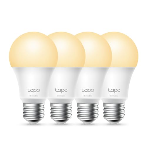 $9.99 TP-Link Tapo Smart Light Bulbs, 800 Lumens 60W Equivalent , 2700K, A19 E26, Tapo L510E 4-Pack