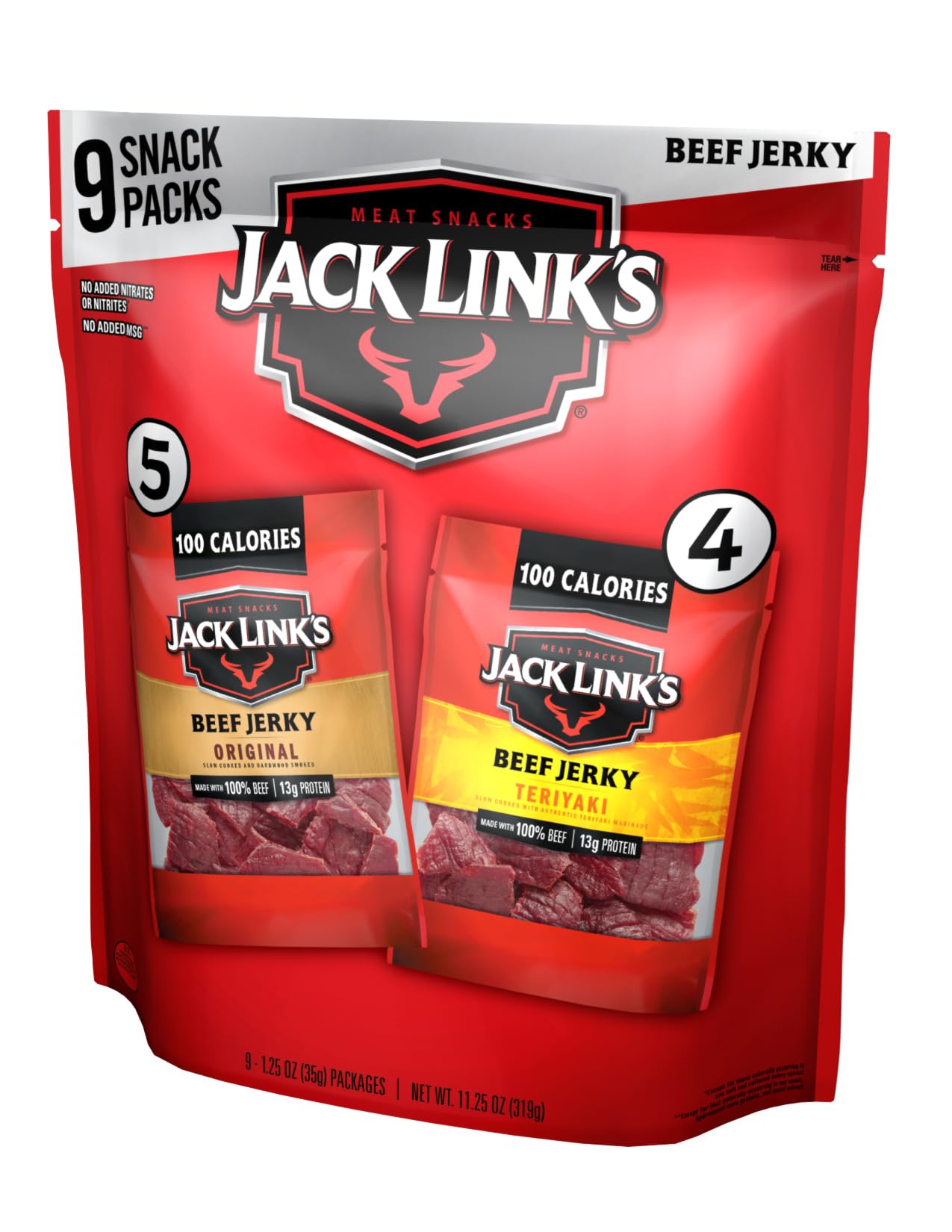 9-Count 1.25-Oz Jack Links Beef Jerky Variety Pack On the Go Snacks Original Teriyaki $10.20 $1.14 Ea w/ S S Free Shippi