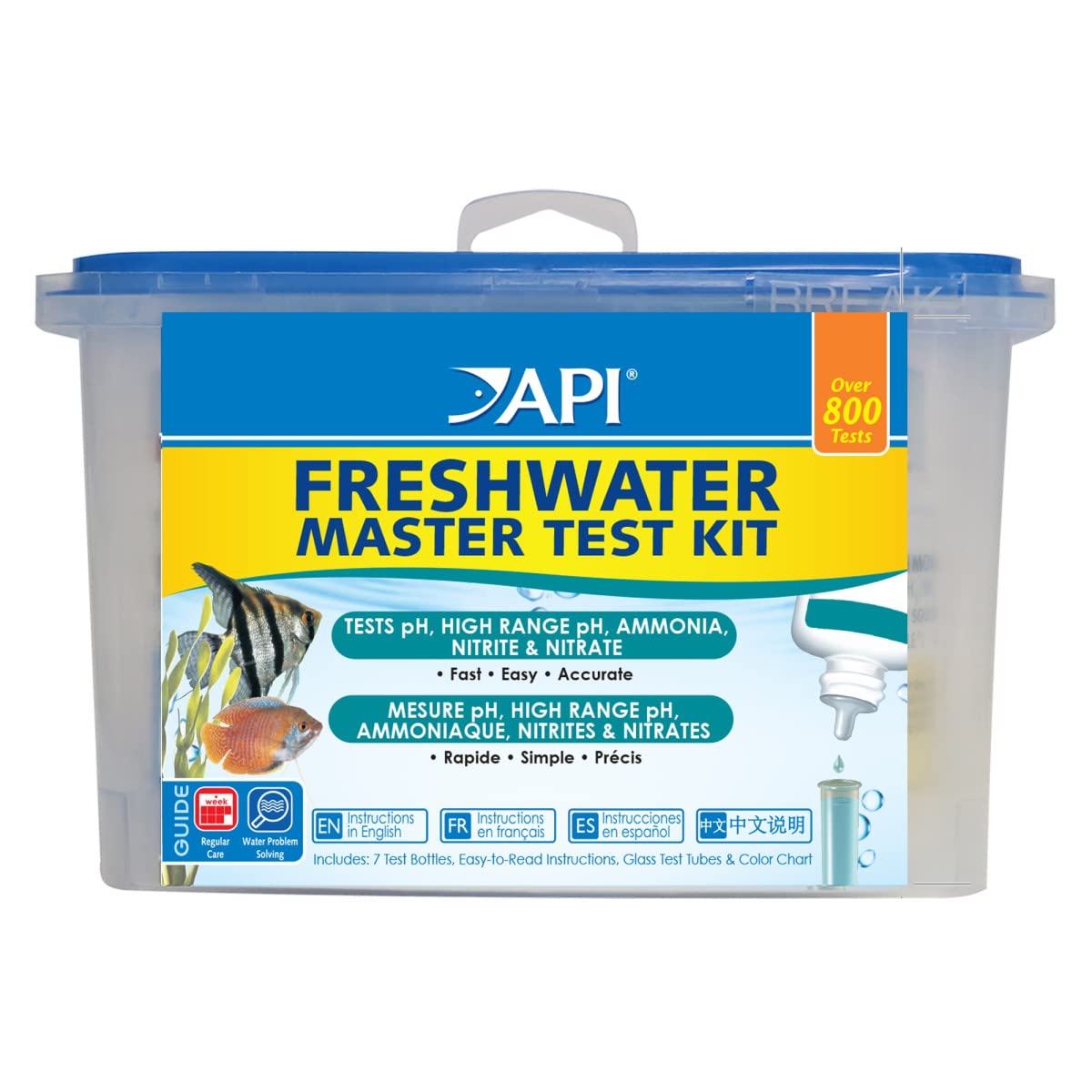 API FRESHWATER MASTER TEST KIT 800-Test Freshwater Aquarium Water Master Test Kit, White, Single, Multi-colored $35.98