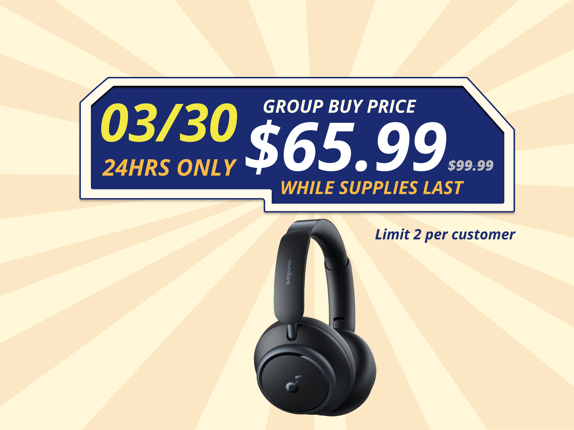 Anker Soundcore Space Q45 Adaptive ANC Headphones Black RFB Group Buy $66