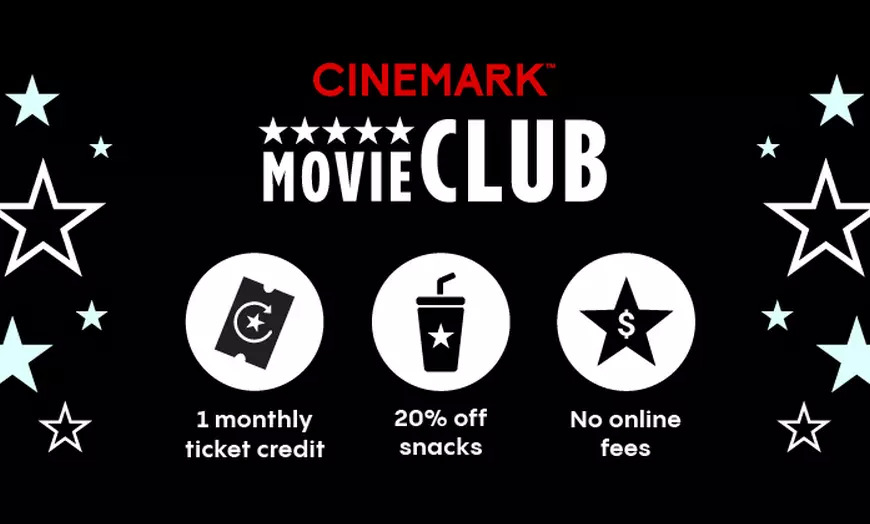 Cinemark Movie Club Membership 3-Months $21.30 or 6-Months $39.76 New Memberships Only