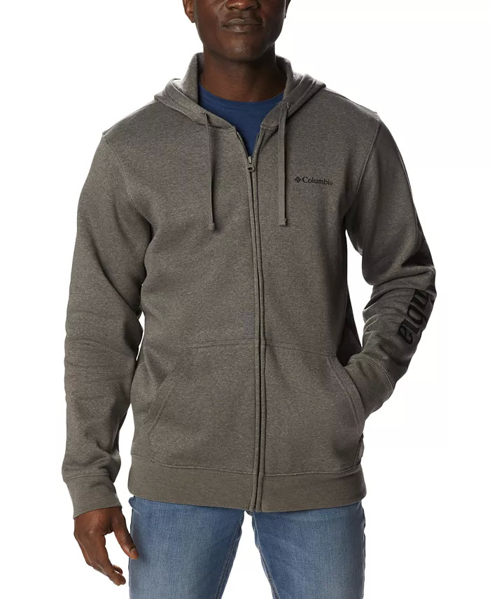 Columbia Mens Trek Full-Zip Solid Hoodie Dark Heather or Trek Jogger Pant $21, Ribbed-Knit Embroidered Logo Watch Cap $9