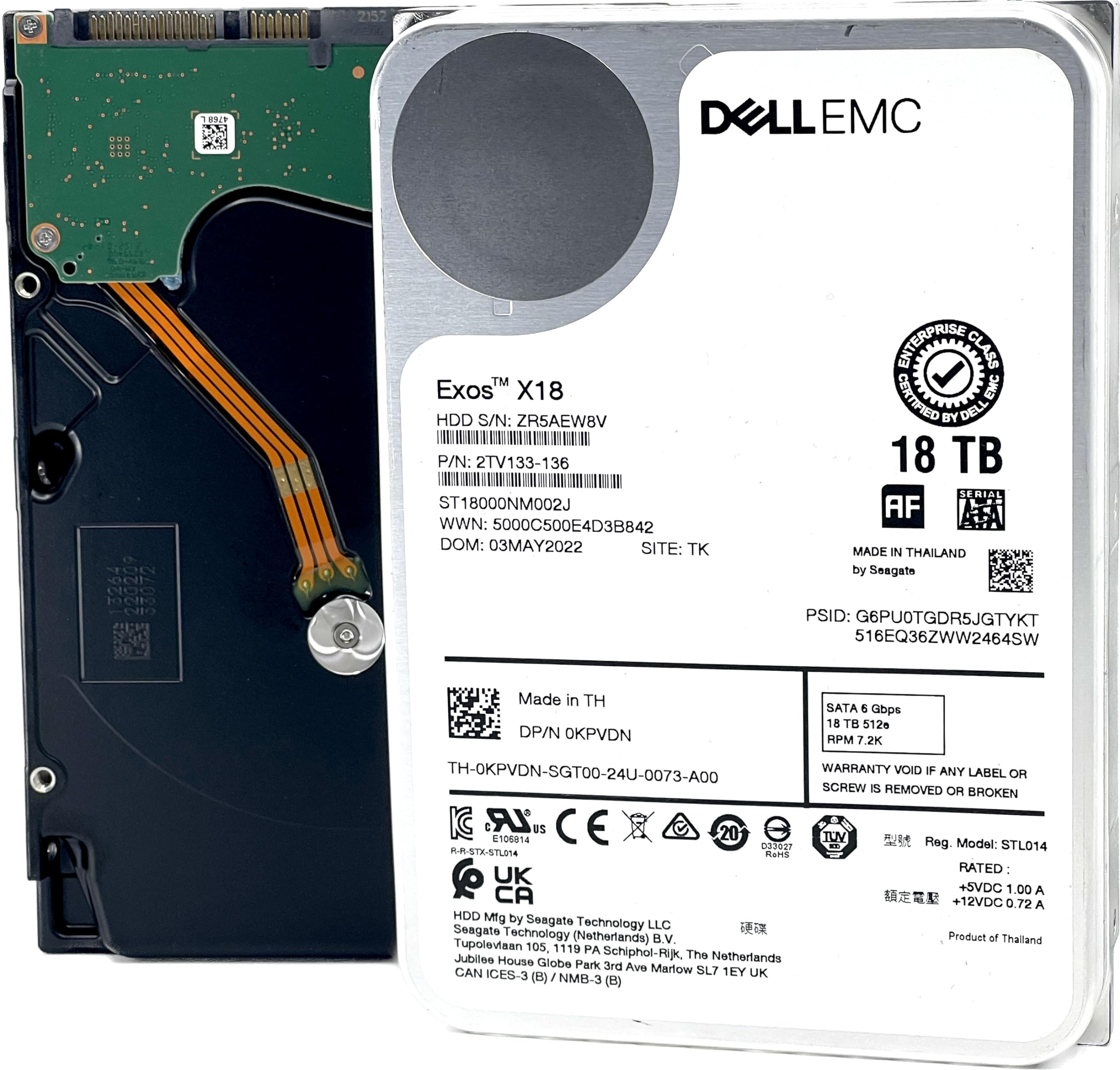 Dell Exos X18 18TB SATA 6Gb/s 7200RPM 3.5-inch Enterprise HDD - ST18000NM002J Renewed - $149.99