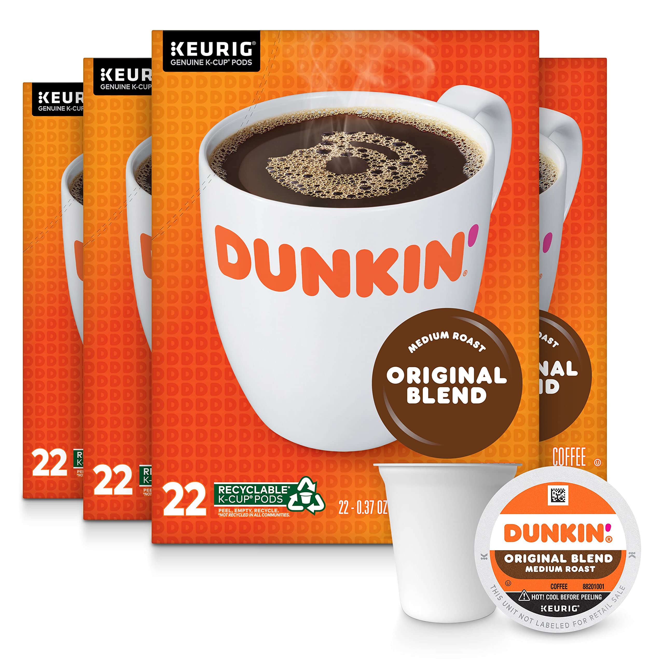 Dunkin Orig Blend Med Roast Coffee, 88 Keurig K-Cup Pods 4-22 packs - $23 w/ S S 15 20 clipped coupon - $23.00 - Free ship w/ Prime or with $35 