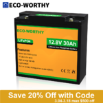 Eco-Worthy LiFePO4 Batteries 12V 50Ah Battery $96, 12V 30Ah Battery $63.85 More Free S/H