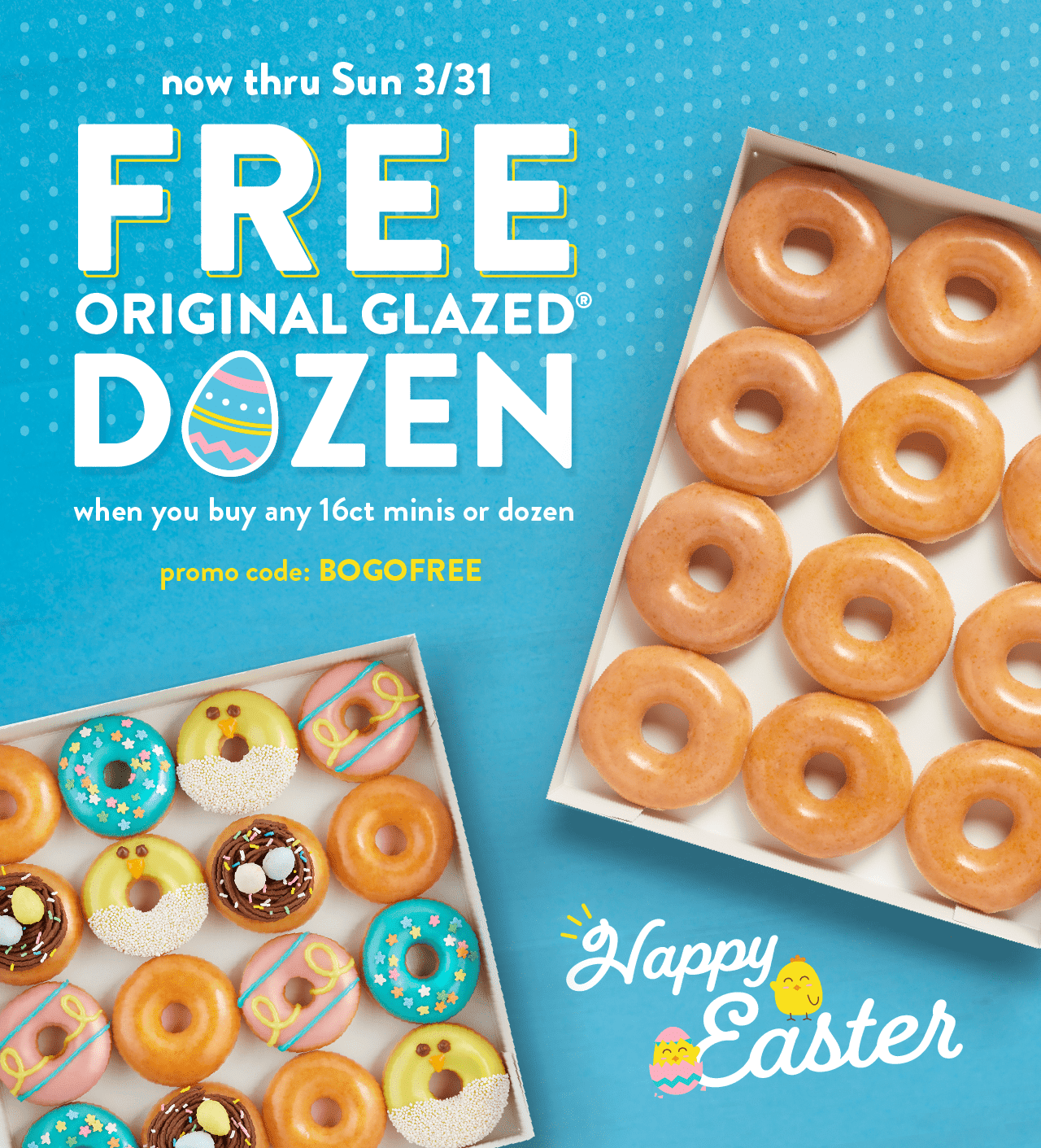 FREE Krispy Kreme Original Glazed Dozen when you buy any 16ct minis or dozen.