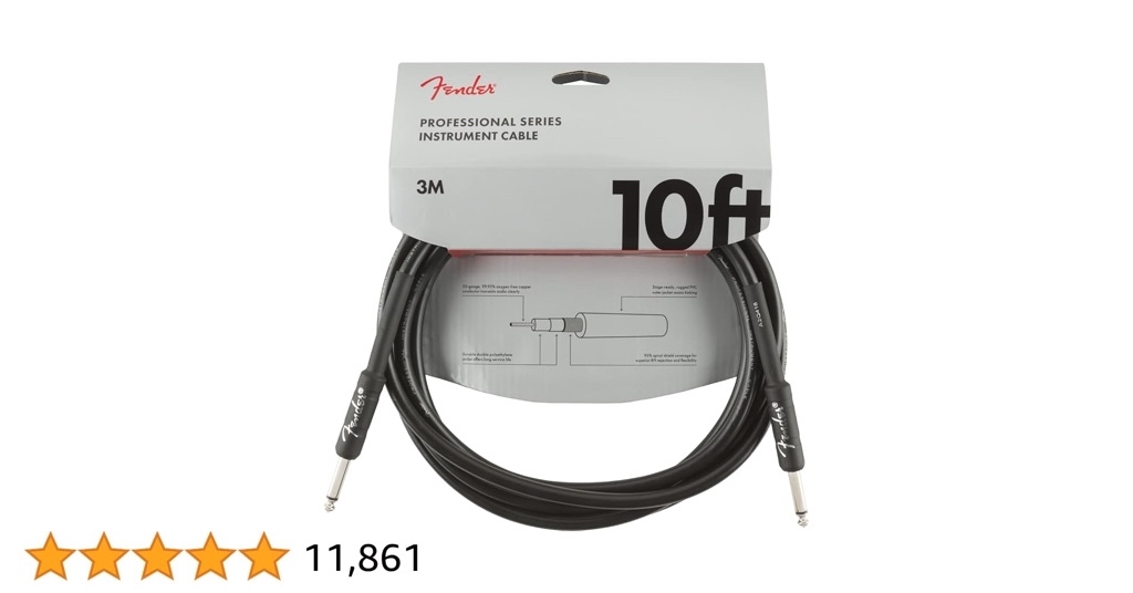 Fender Professional Series Guitar Cable 10 ft Black $13.2