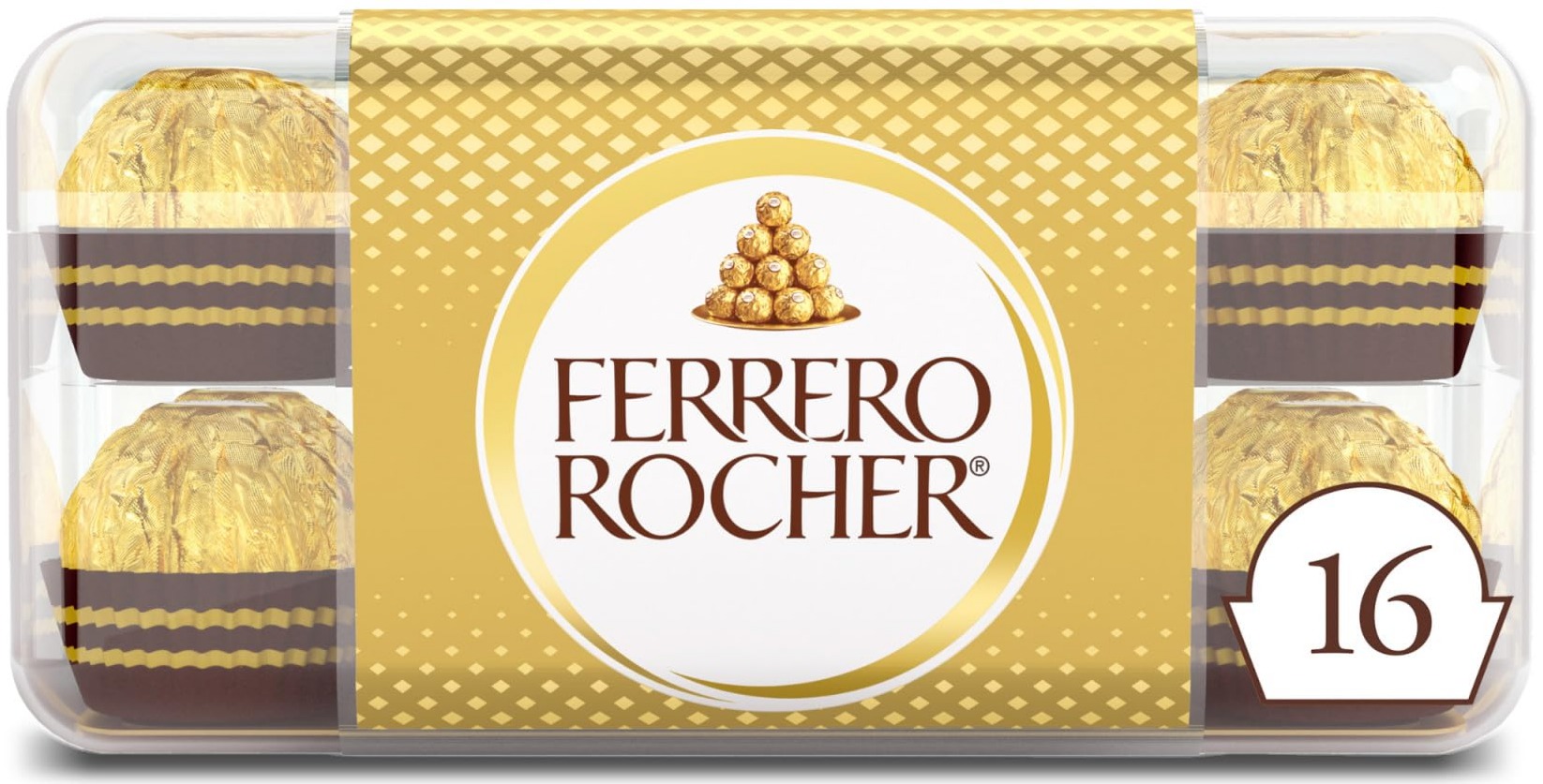 Ferrero Rocher, 16 Count, Premium Gourmet Milk Chocolate Hazelnut, Individually Wrapped Candy for Gifting, Mothers Day G