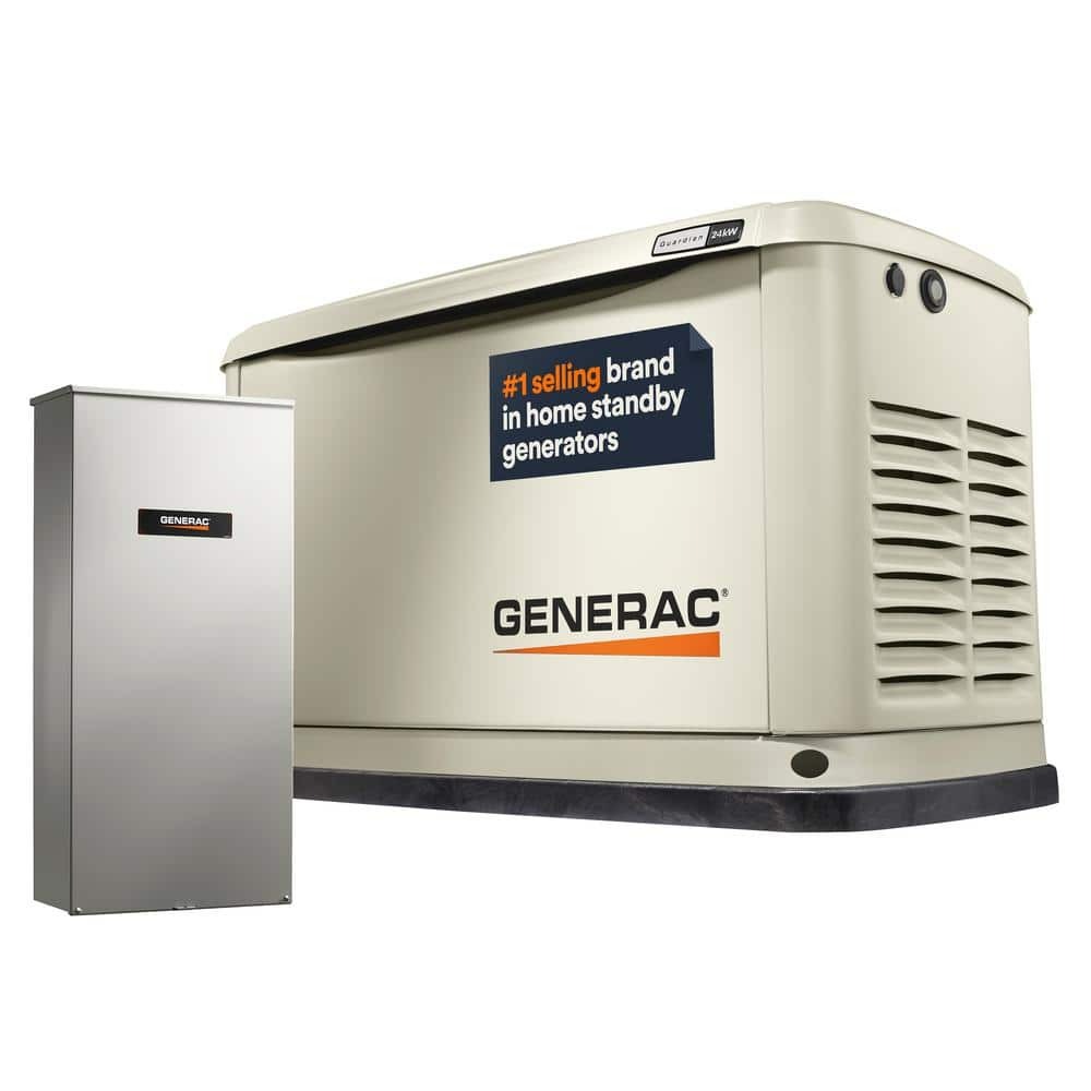 Generac Guardian 24,000-Watt LP /21,000-Watt NG Air-Cooled Whole House Generator with Wi-Fi and 200-Amp Transfer Switch $5847 Home Depot