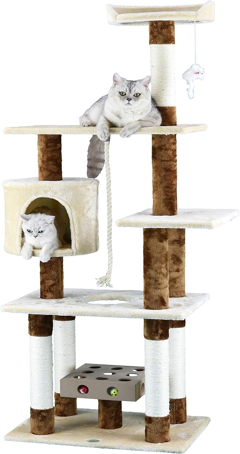 Go Pet Club IQ Busy Box Cat Tree Condo with Sisal Covered Scratching Posts 48-inch $35.67 or 67-inch $37.28 Free Shippin