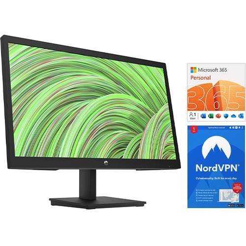 HP V22v G5 22 Class Full HD Gaming LCD Monitor Microsoft 365 Personal 12 Month Auto-Renewal NordVPN 1-Year Subscription 