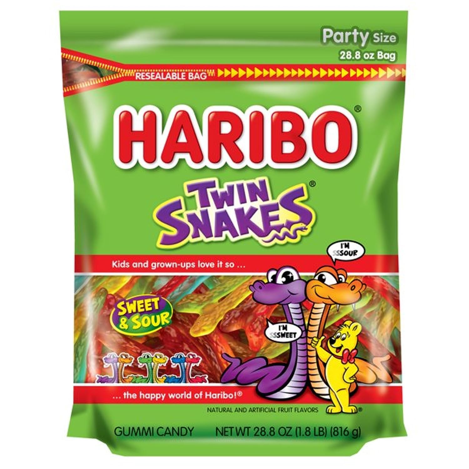 Haribo Twin Snakes Sweet Sour Gummi Candy 28.8-Oz. $4.62 w/ S S, 8.3-Oz. $1.46 w/S S Free Shipping w/ Prime or on orders