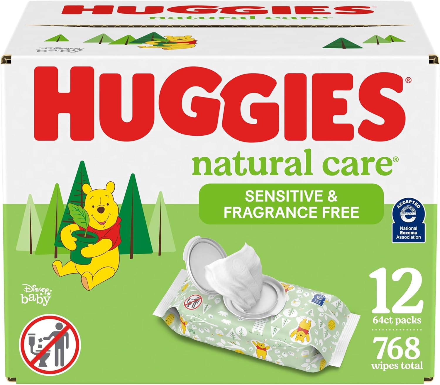 Huggies Natural Care Sensitive Baby Wipes, Unscented, Hypoallergenic, 99 Purified Water, 8 Flip-Top Packs 448 Wipes Tota