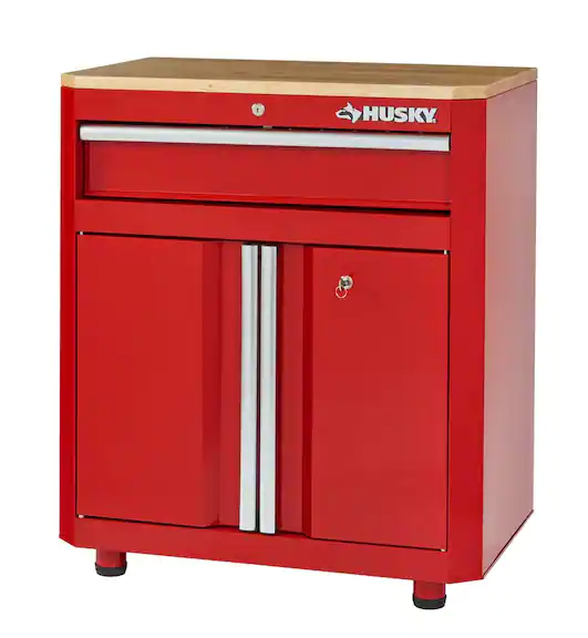 Husky 33 Garage Base Cabinet w/1 Drawer and 2 Doors Red $149, 72 xx 48 Free Standing Garage Cabinet Black $299 More Free