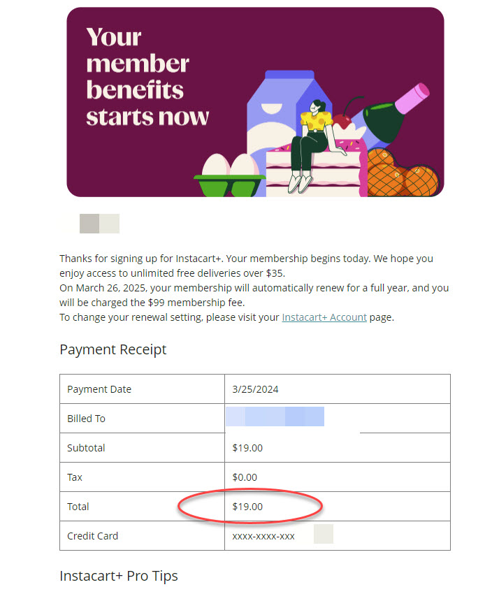 Instacart annual membership $19 YMMV