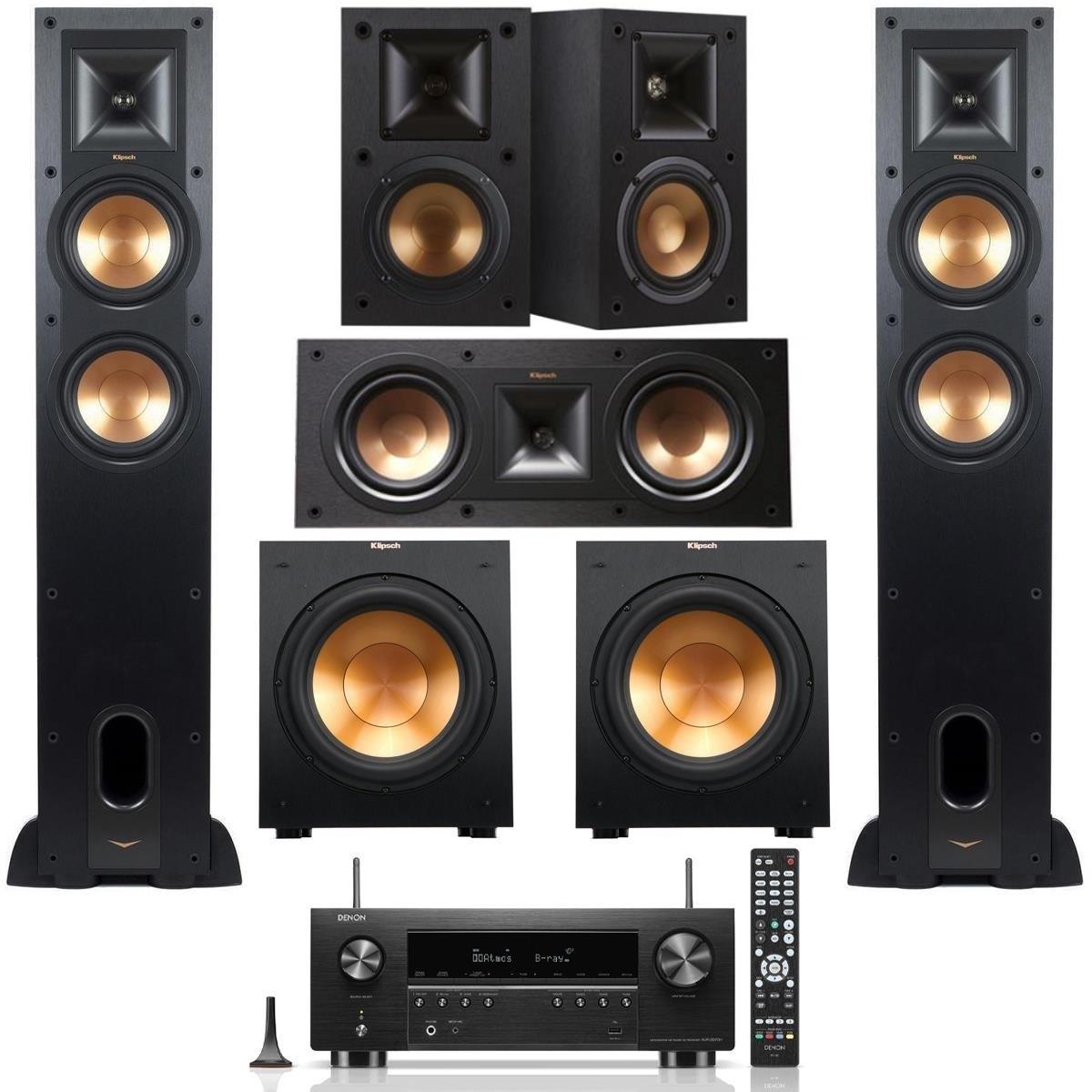 Klipsch Speakers R-26FA Pair R-14M Pair R-25C pair R-12SW Denon AVR-S970H Receiver $1449 free s/h