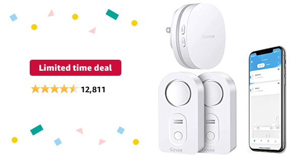 Limited-time deal Govee WiFi Water Sensor 2 Pack, 100dB Adjustable Alarm and App Notifications, Leak and Drip Alerts by 