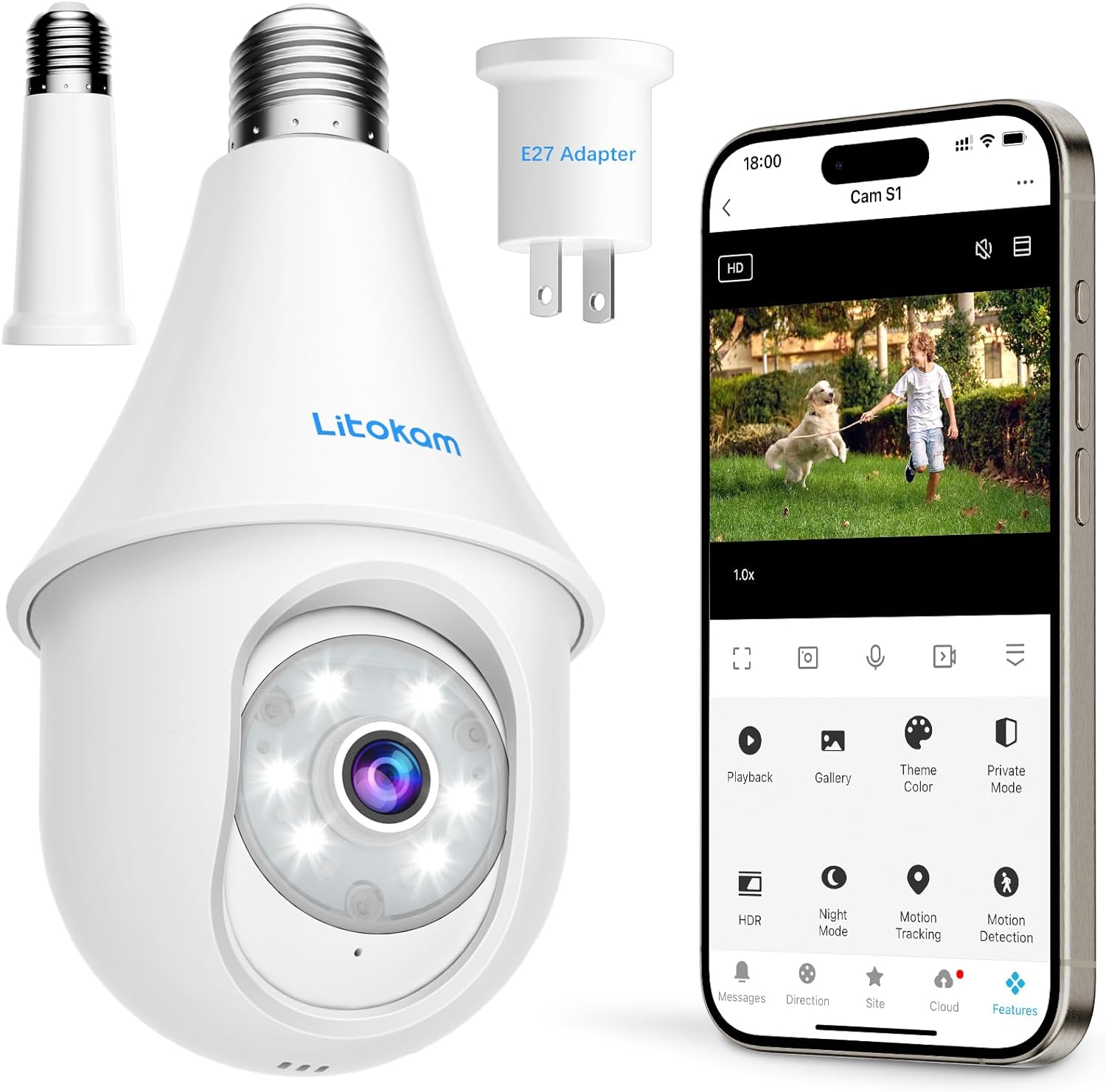 Litokam 4MP 2K 360 Indoor / Outdoor Bulb Security Camera $16.20 Free Shipping w/ Prime or on $35